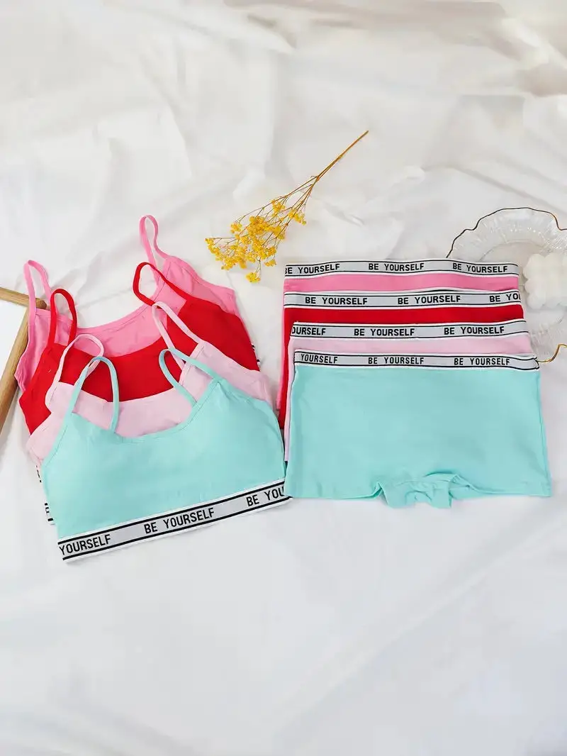 Women's Lightly Padded Wire Free Bra Panty Lingerie Set for Girl's Combo (Pack of 4) - My Store