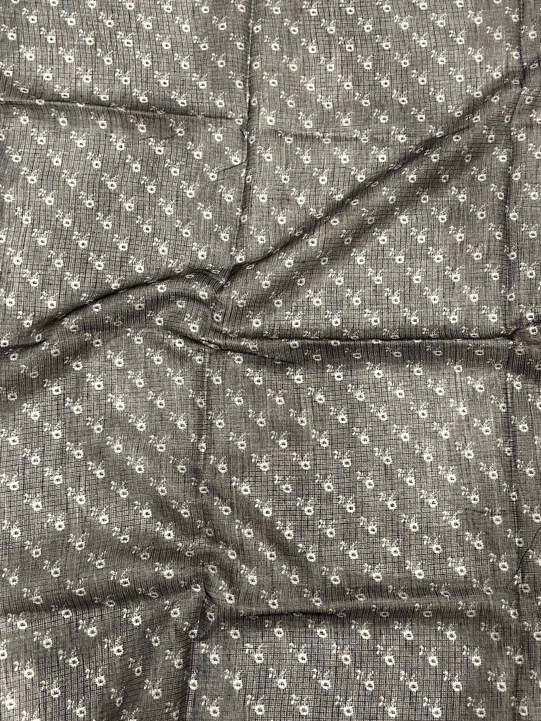 Charcoal Brown Kota Floral Digital Cut Work Saree by My Store