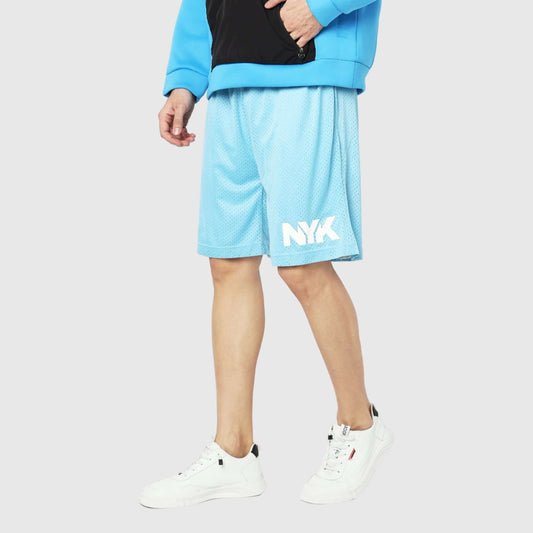 Blue Solid Relaxed Fit Shorts