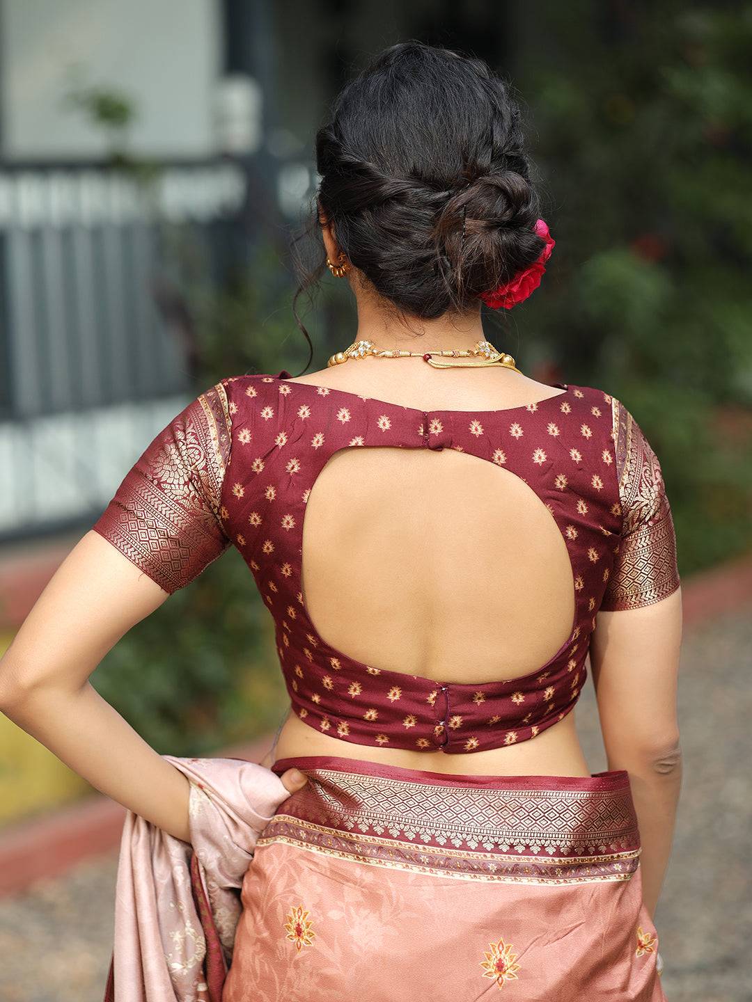 Pure Viscose Dola Silk Saree With Zari Weaving Pallu In Peach Colour - Luxe by My Store