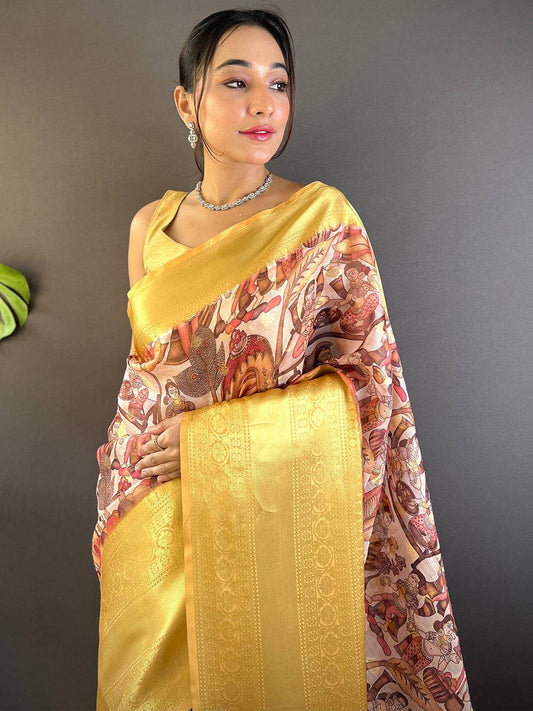 Golden Bloom Kota Doriya Saree by My Store