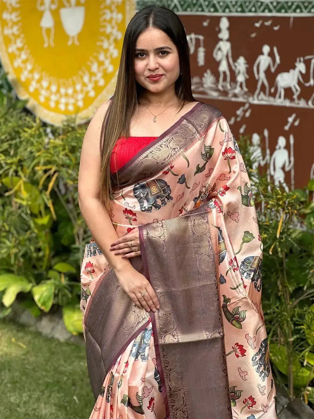 Soft Silk Kalamkari Digital Print Saree