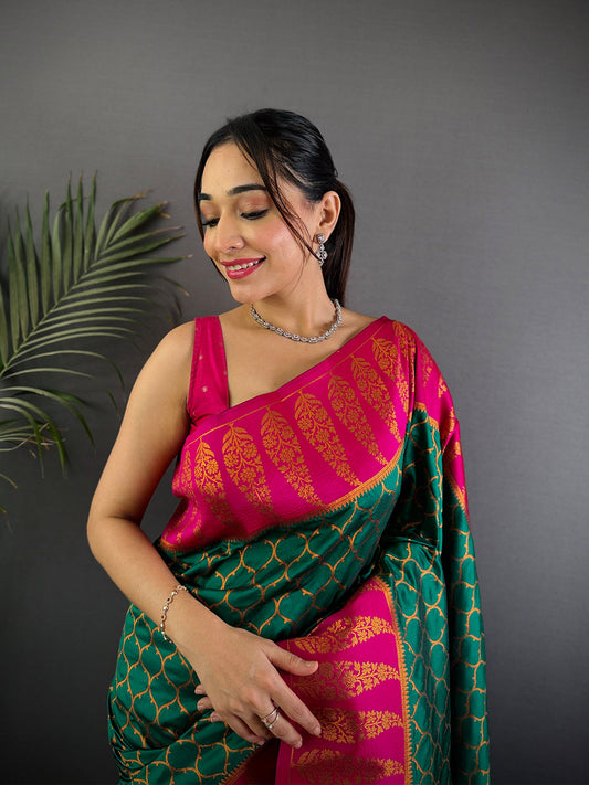 Rama Soft Banarasi Katan Silk Saree by My Store