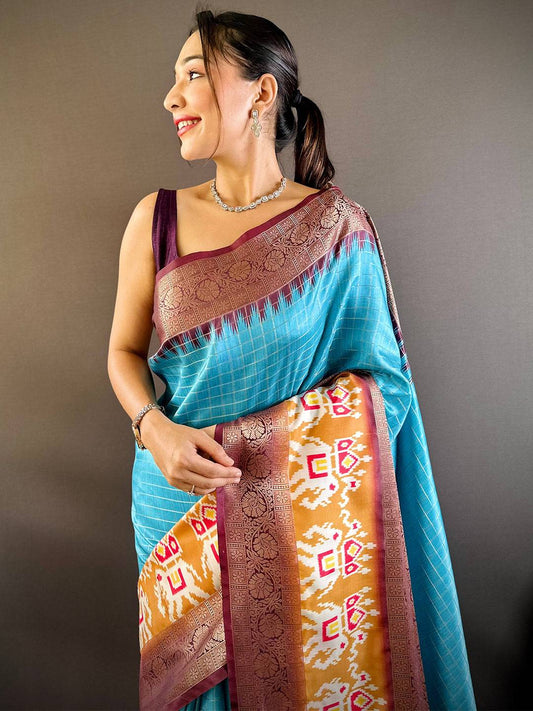 Geometric Elegance Ikkat Saree by My Store