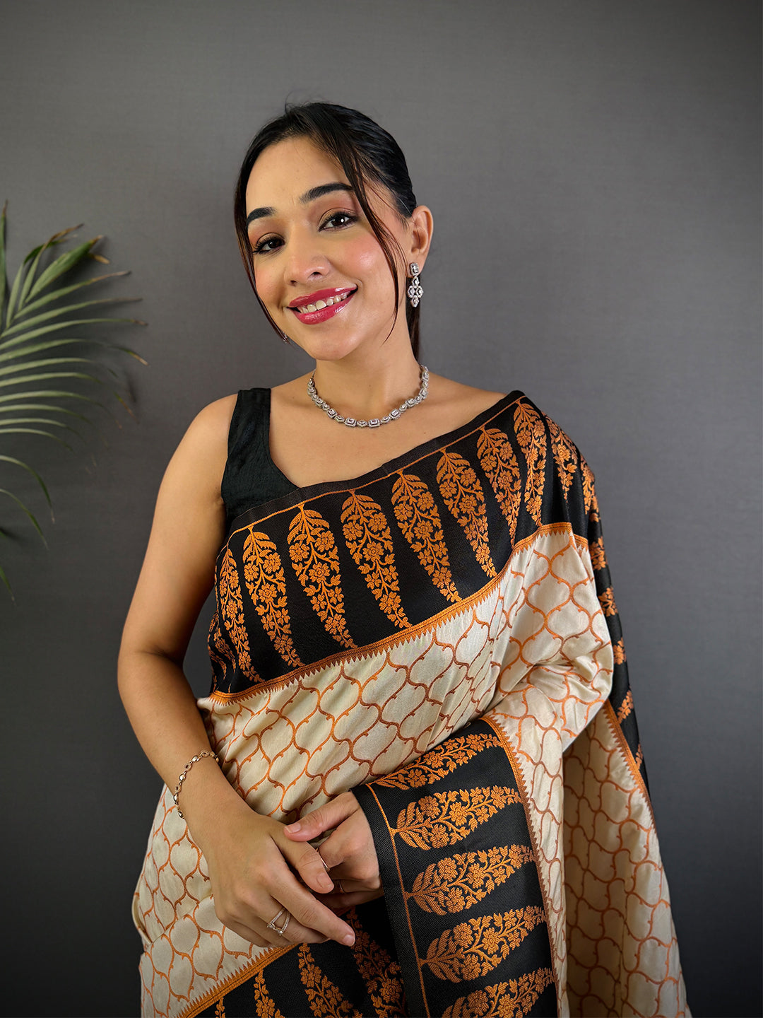 White Soft Banarasi Katan Silk Saree