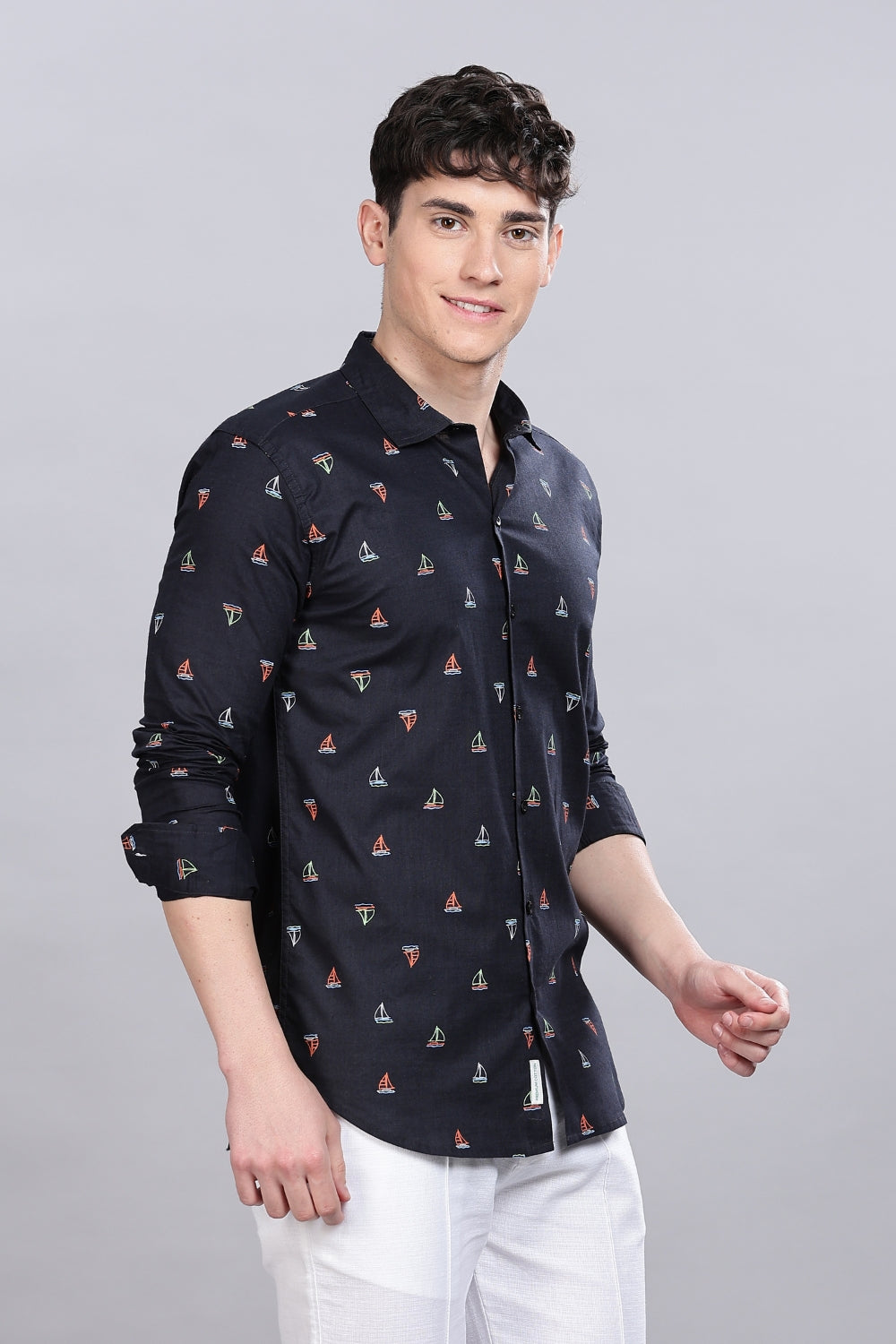 Navy Boat Club Printed Shirt