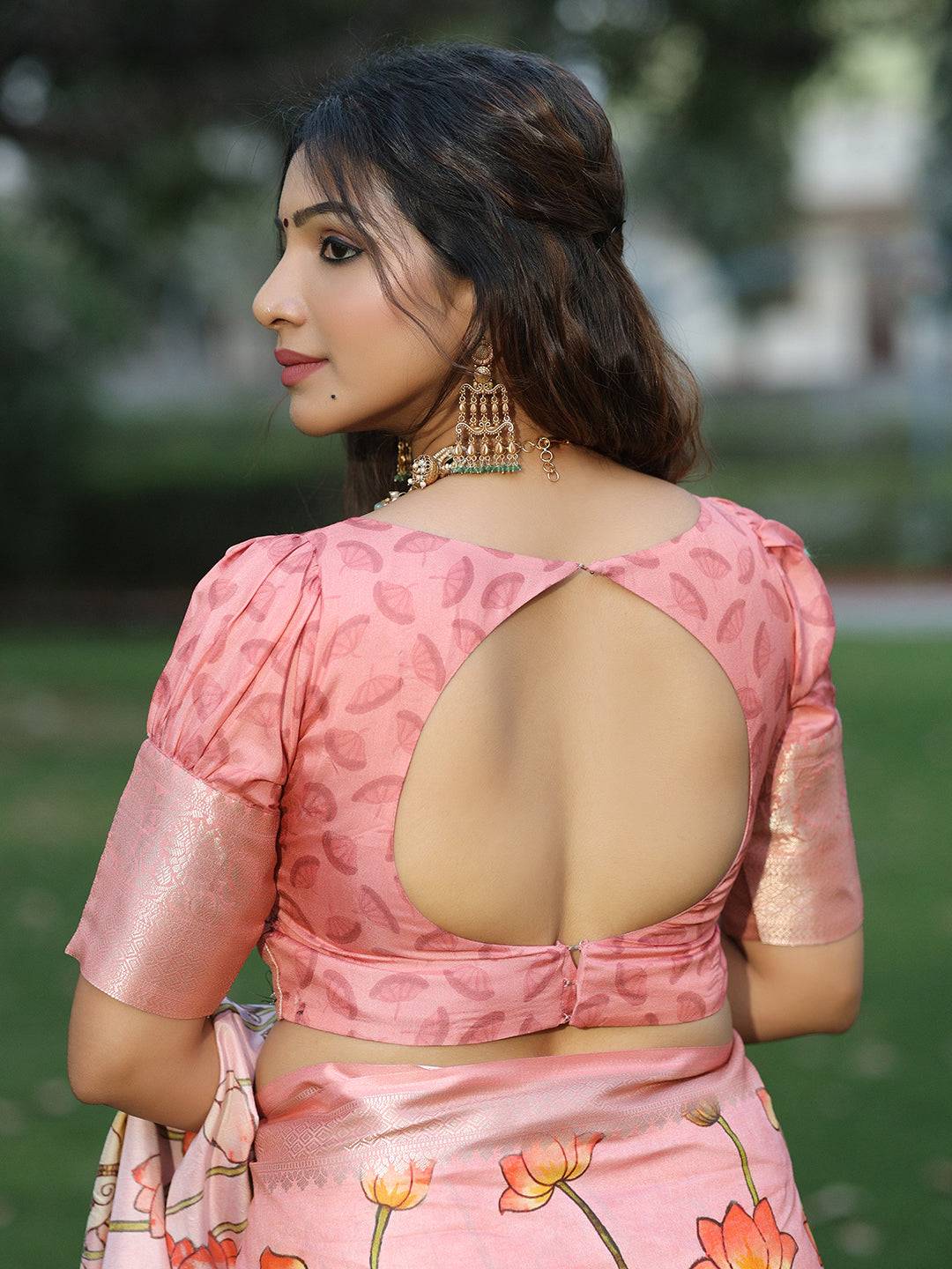 Pink Pure Viscose Dola Silk Saree With Pichwai And Mughal Print - Luxe by My Store