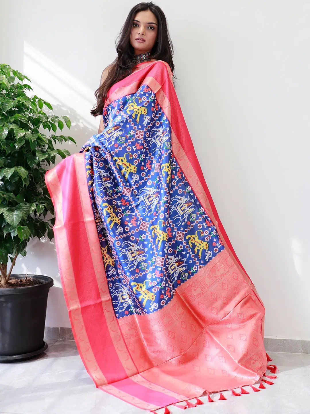 Attractive Soft Silk Gadwal Border Pochampally Print Saree