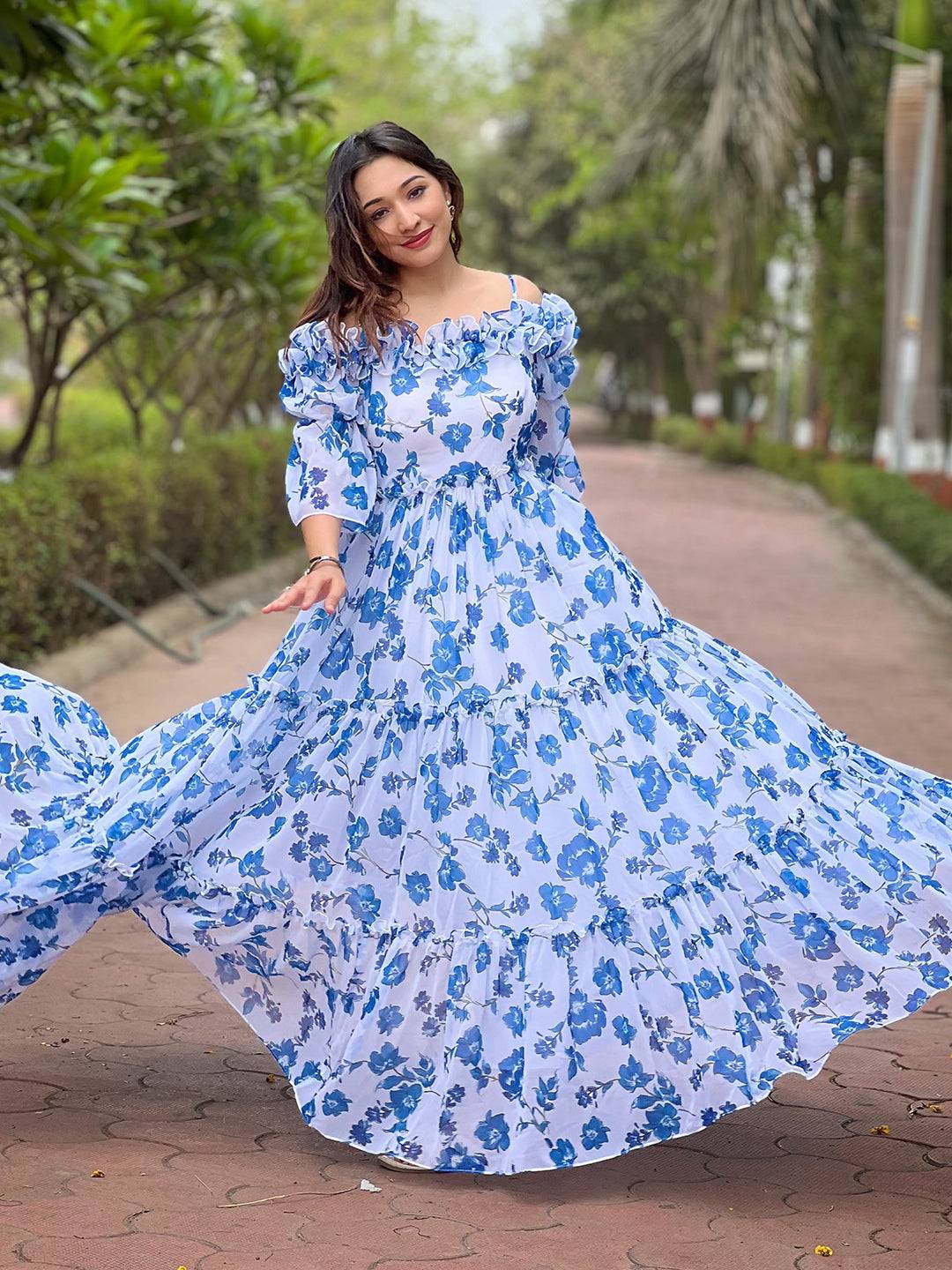 White Jasmin Floral Printed Dress