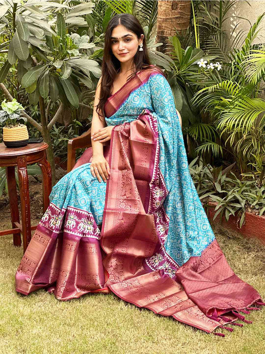 Soft Silk Bandhej Digital Printed Saree by My Store