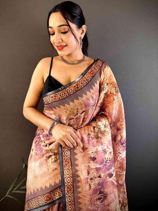 Purple Tussar Blossom Saree by My Store