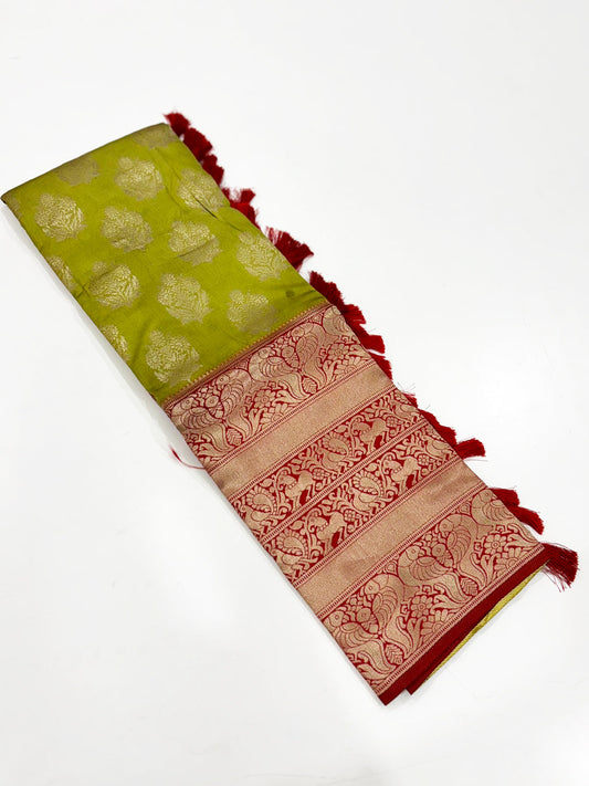 Olive Woven Design Banarasi Saree by My Store