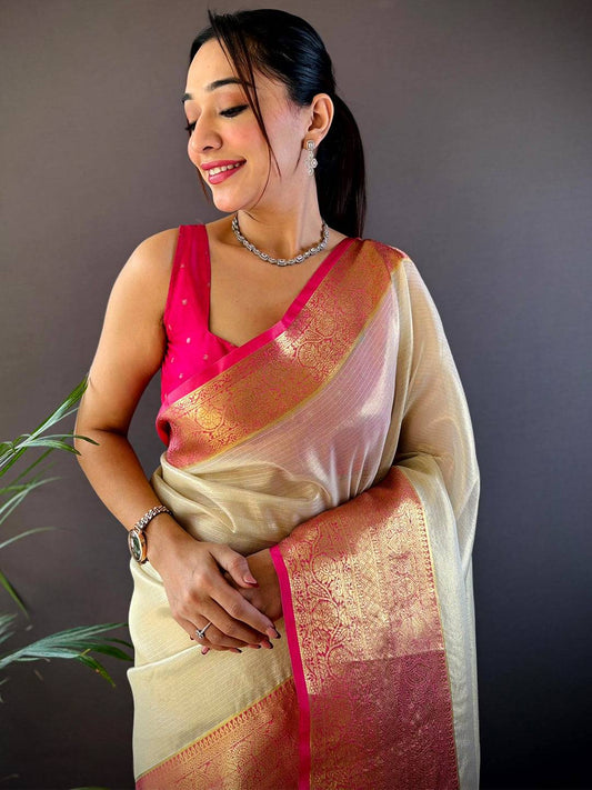 Regal Gold Zari Tissue Saree by My Store