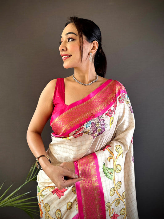 Pink Soft Gadwal Uppada Silk Saree by My Store