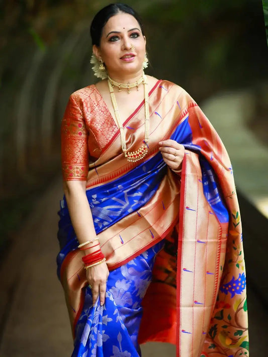 Sangeeta Renuke in Royal Blue Paithani Silk Pichwai Woven Saree by My Store