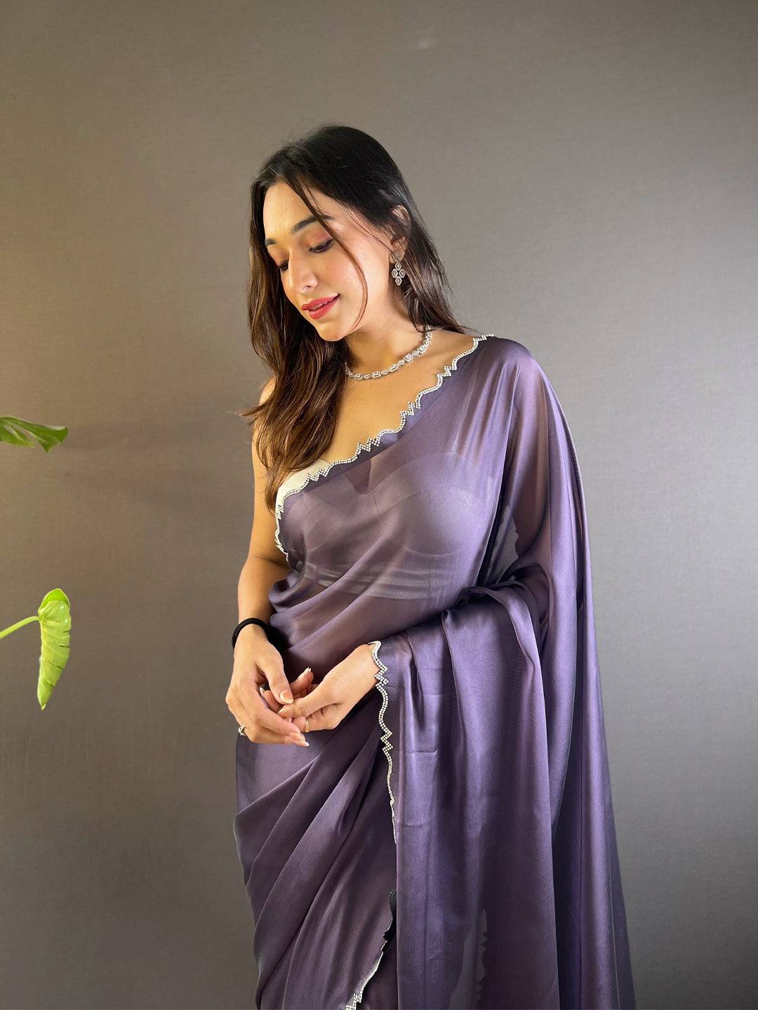 Lavender Frost Rangoli Silk Saree by My Store