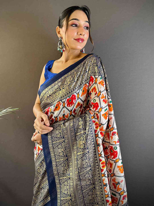Design Soft Chanderi Silk Patola Design Festive Wear Saree by My Store