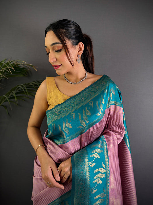 Pink Majesty Banarasi Katan Silk Saree by My Store