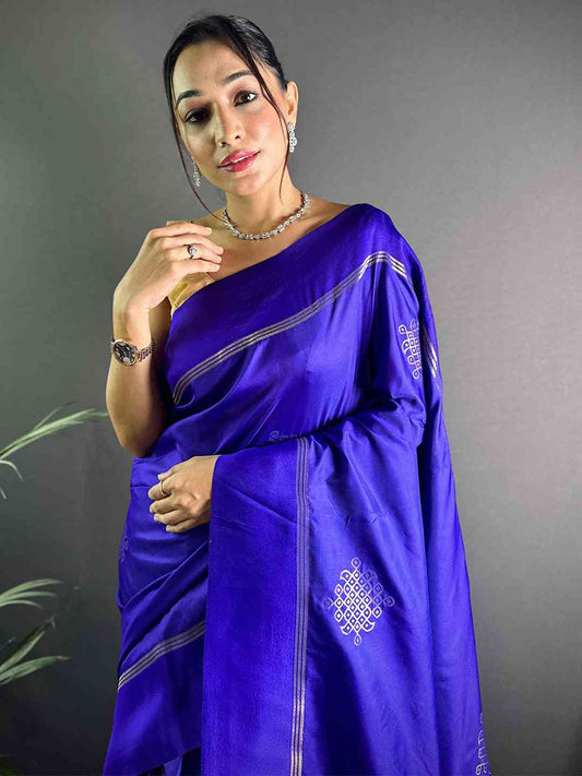 Purple Kolam Silk Heritage Saree by My Store