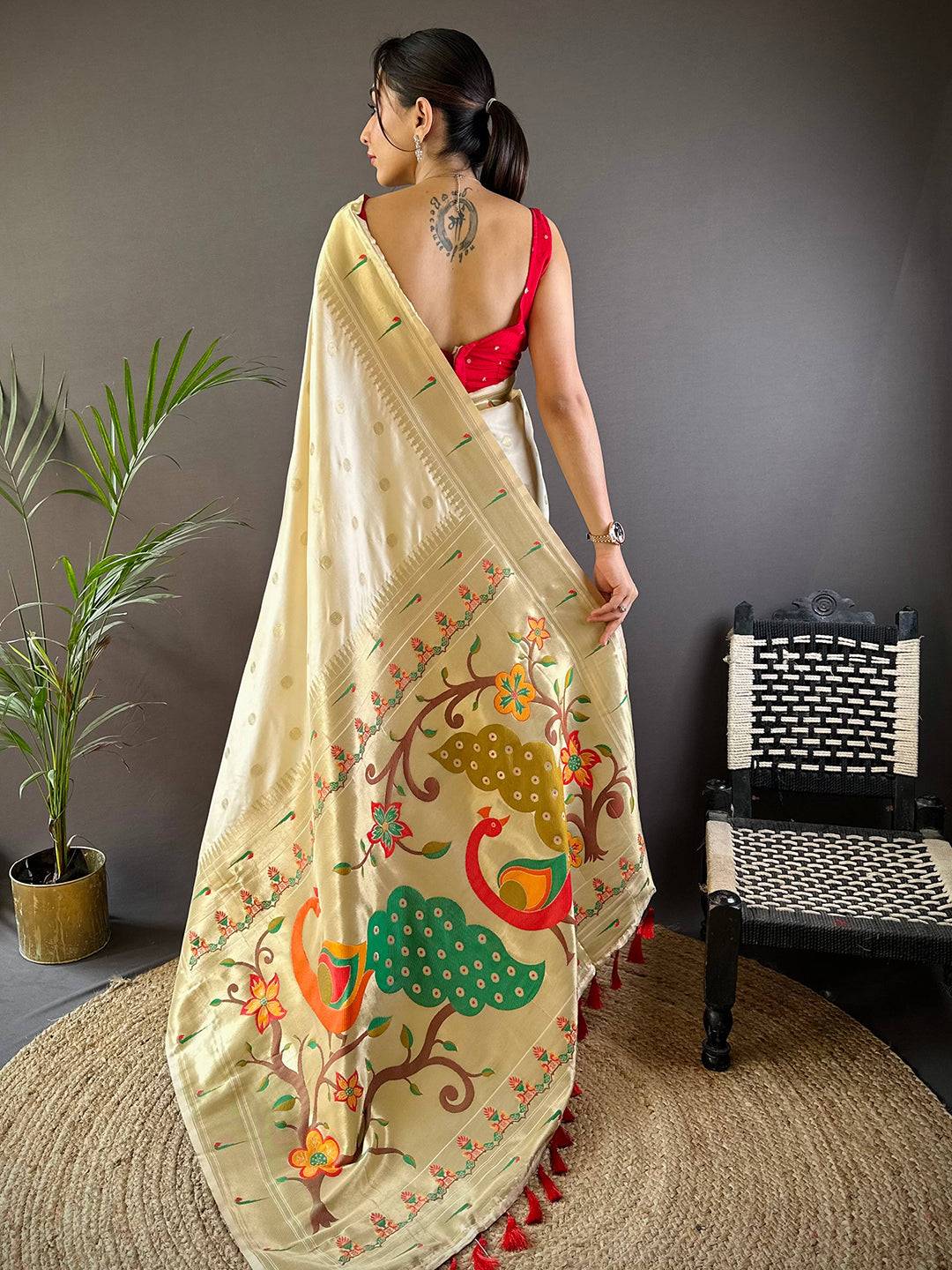 Majestic Rudraksh Paithani Silk Saree by My Store