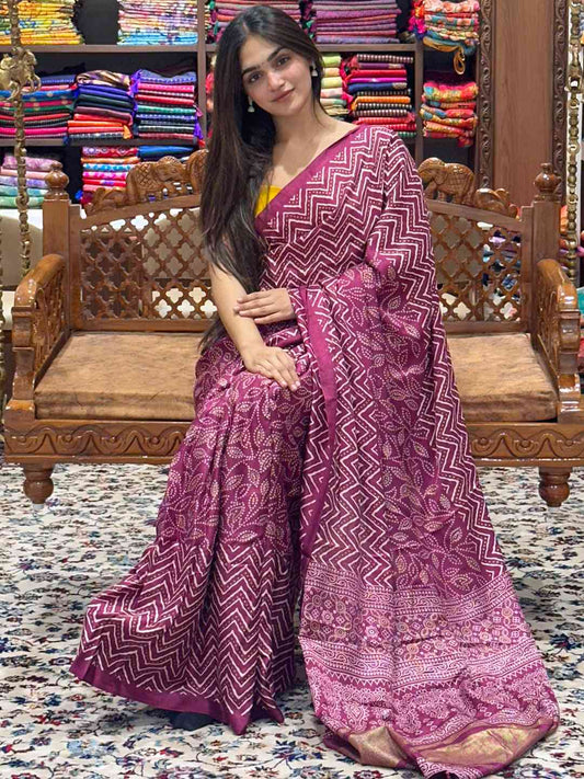 Exclusive Manipuri Silk Saree with Foil Print by My Store
