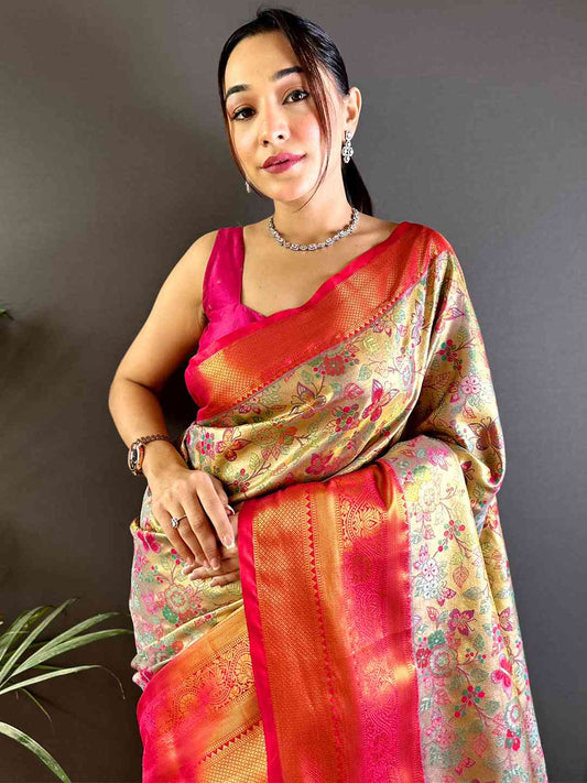 Rani Dharmavaram Butterfly Silk Saree by My Store