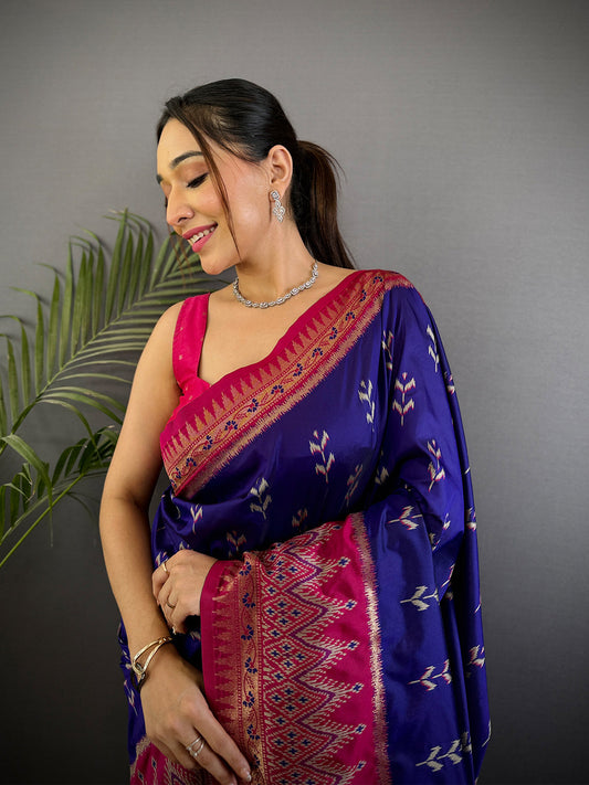 Regal Purple Soft Silk Ikkat Saree by My Store
