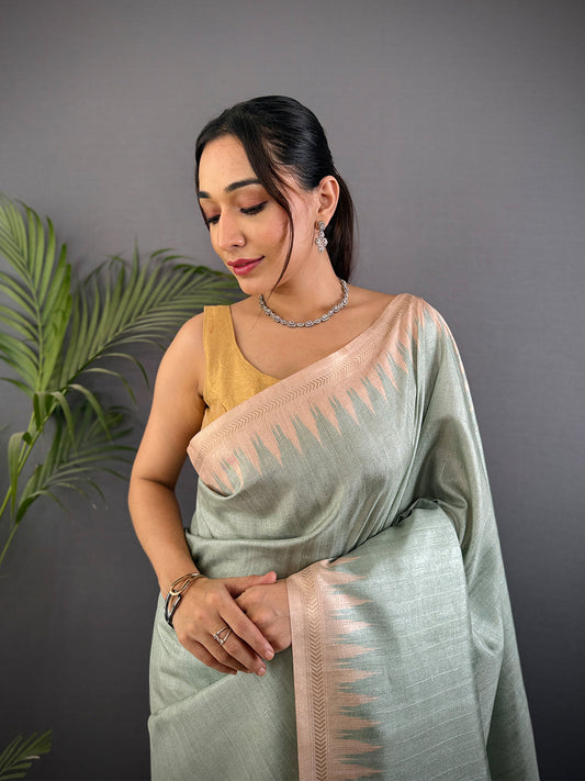 Sky Blue Handloom Ghicha Saree by My Store