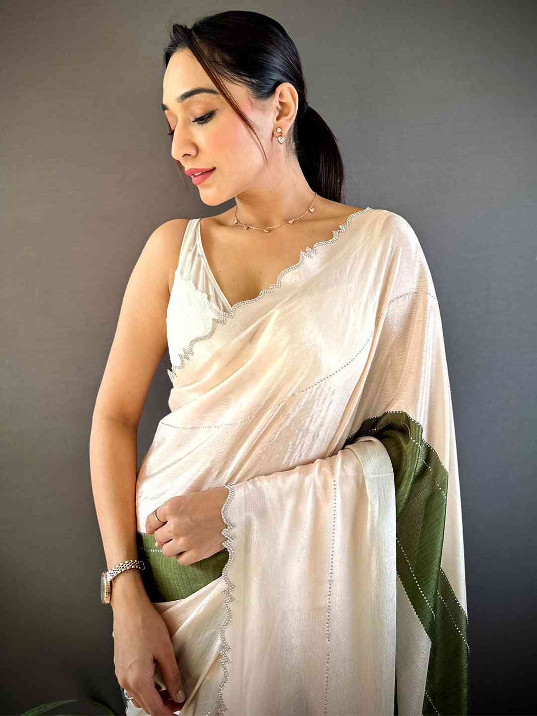 Opulent Charm Chiffon Stone Saree by My Store