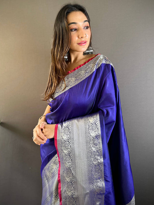 Soft Silk Woven Design Zari Kanchi Blend Banarasi Saree by My Store