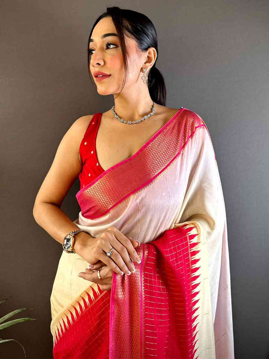 Elegant Cotton Viscose Zari Check Ombre Saree by My Store