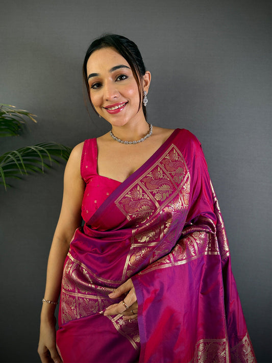 Wine Majesty Soft Silk Saree