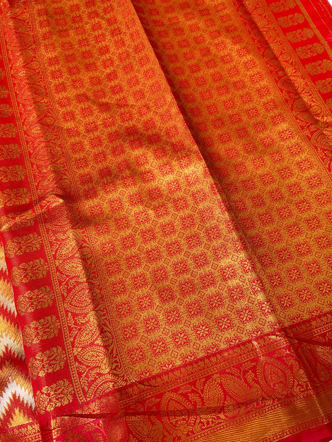 Vibrant Red Zigzag Chevron Saree by My Store