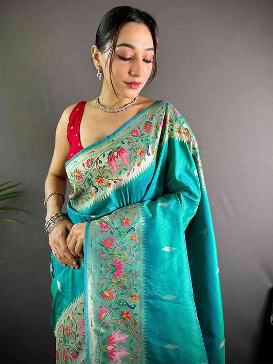 Rama Yevla Paithani Meenakari Saree by My Store