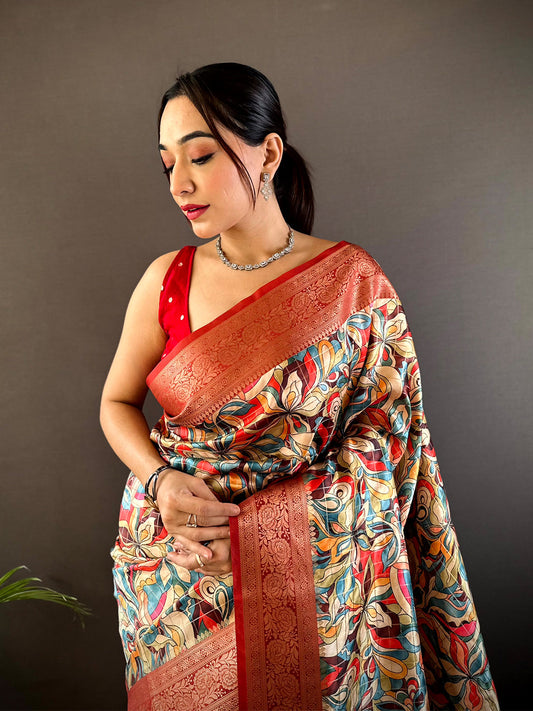 Pink Soft Gadwal Pattu Geometric Saree by My Store