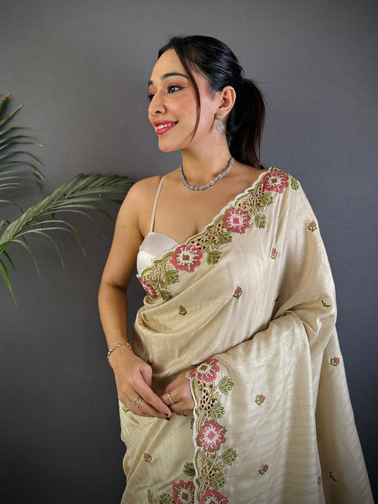 RoseAura Tussar Ghicha Saree by My Store