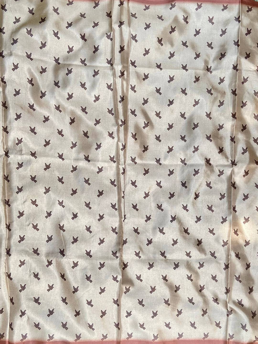 Tussar Silk Gold Colour Freehand Ikkat & Kalamkari Print Saree