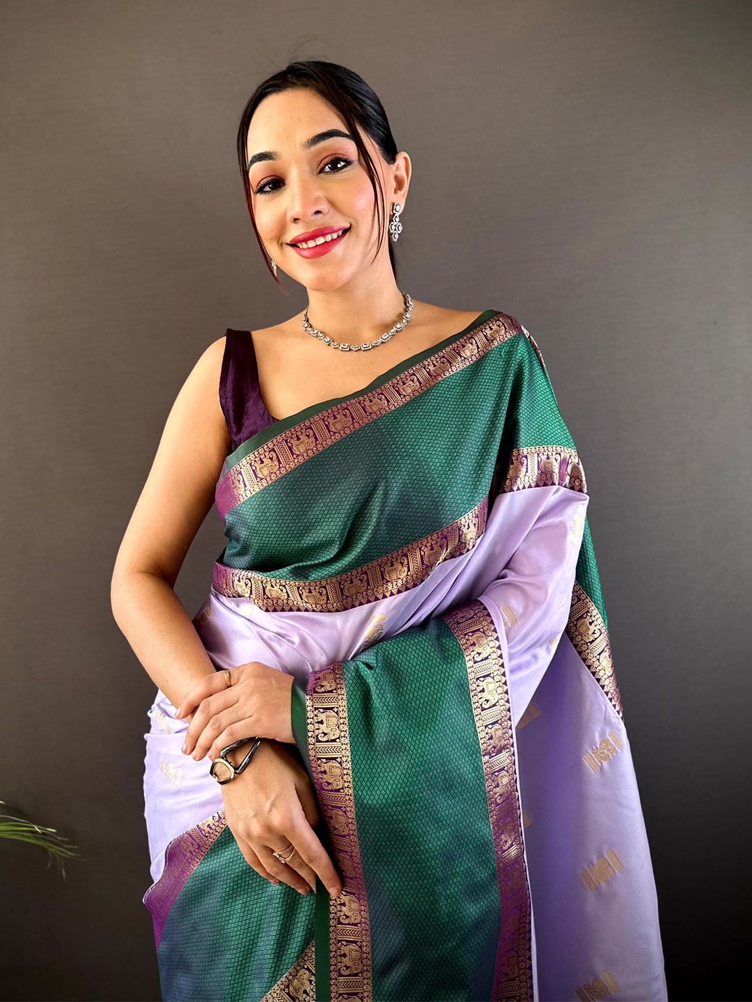 Lavender Gadhwal Pure Soft Silk Saree by My Store