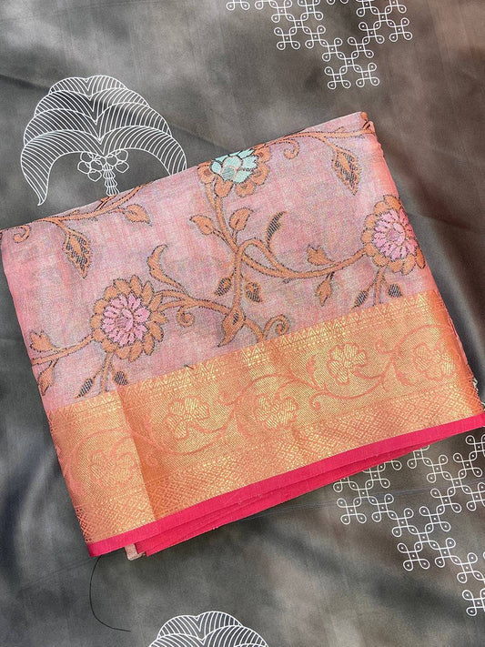 Rosy Glow Kora Silk Saree by My Store