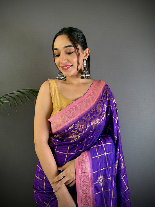 Royal Purple Soft Silk Pattu Saree by My Store