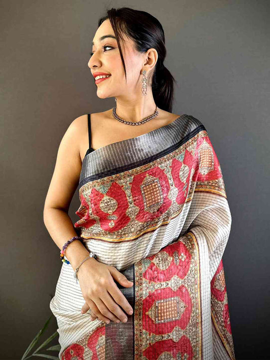 Radiant Rani Soft Silk Digital Print Saree by My Store