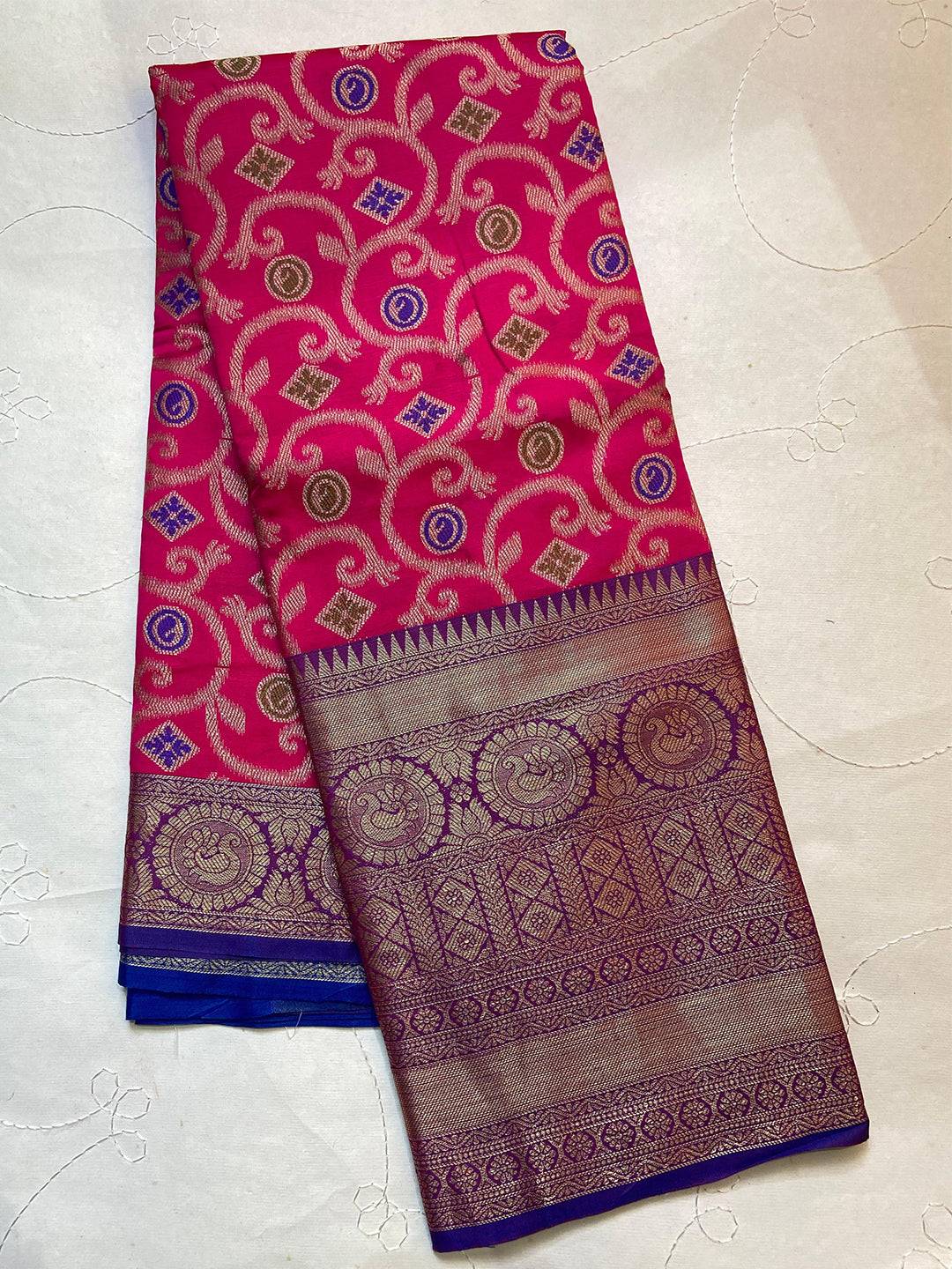 Magenta Minakari Ikkat Print Saree by My Store