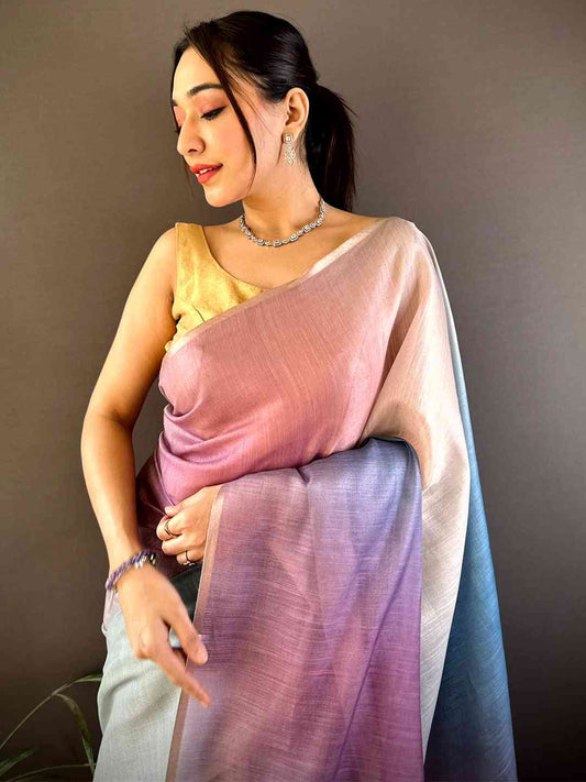 Multi Ombre Chanderi Tissue Saree by My Store