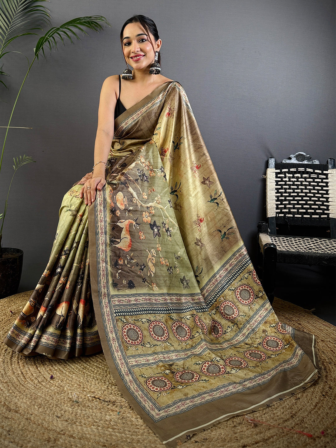 Opulent Soft Dola Silk Printed Saree by My Store