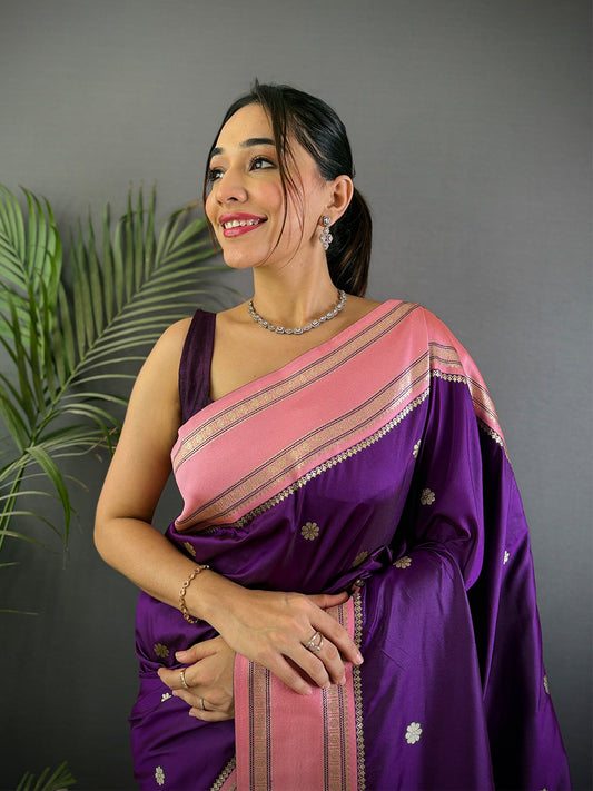 Vibrant Wine Soft Silk Floral Butta Saree