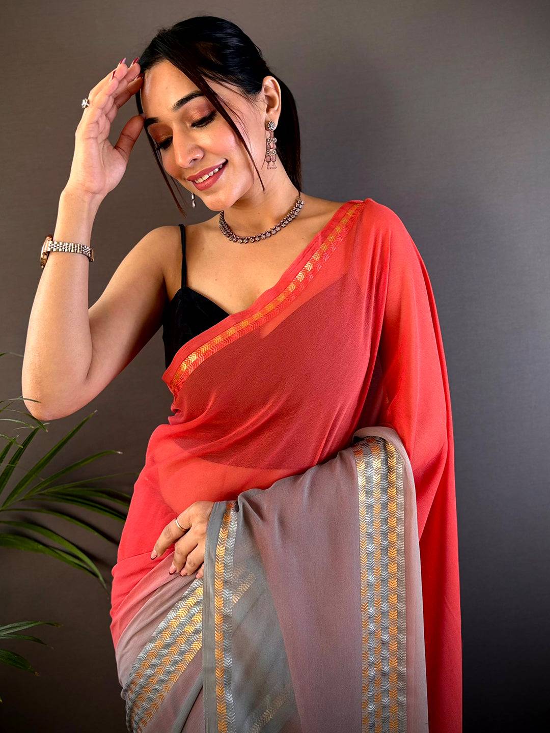Pink Soft Georgette Concept Colour Saree by My Store