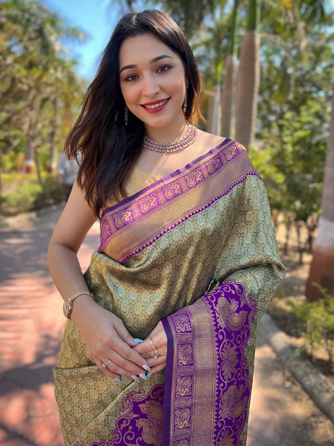 Beautiful One Gram Gold Tissue Kanjivaram Soft Silk Saree