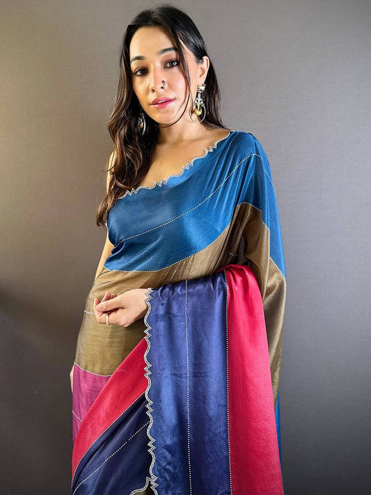 Radiant Multi Color Zarocan Saree by My Store