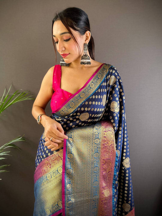 Regal Radiance Banarasi Polka Zari Saree by My Store