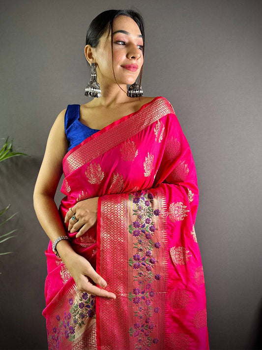 Golden Bloom Banarasi Elegance Saree by My Store